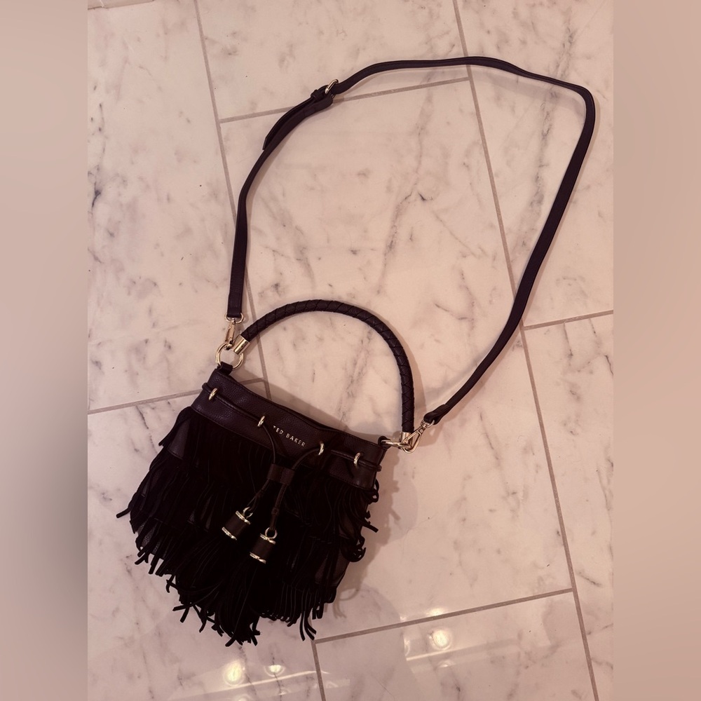 Ted Baker Black Crossbody Bag with Fringe